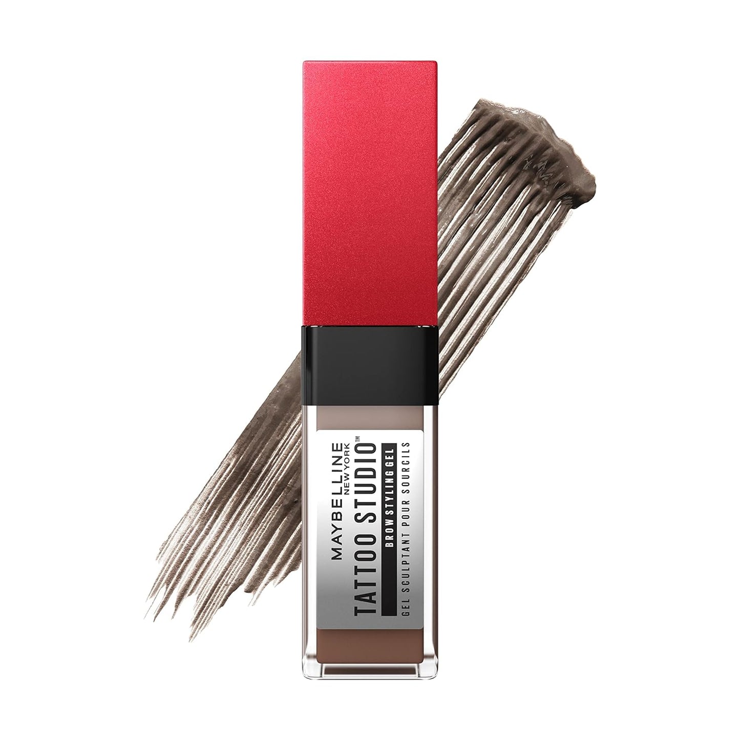 Maybelline Tattoo Studio Brow Styling Gel, Waterproof Eyebrow Make Up, Brow Tint for up to 36HR Wear, Medium Brown, 1 Count