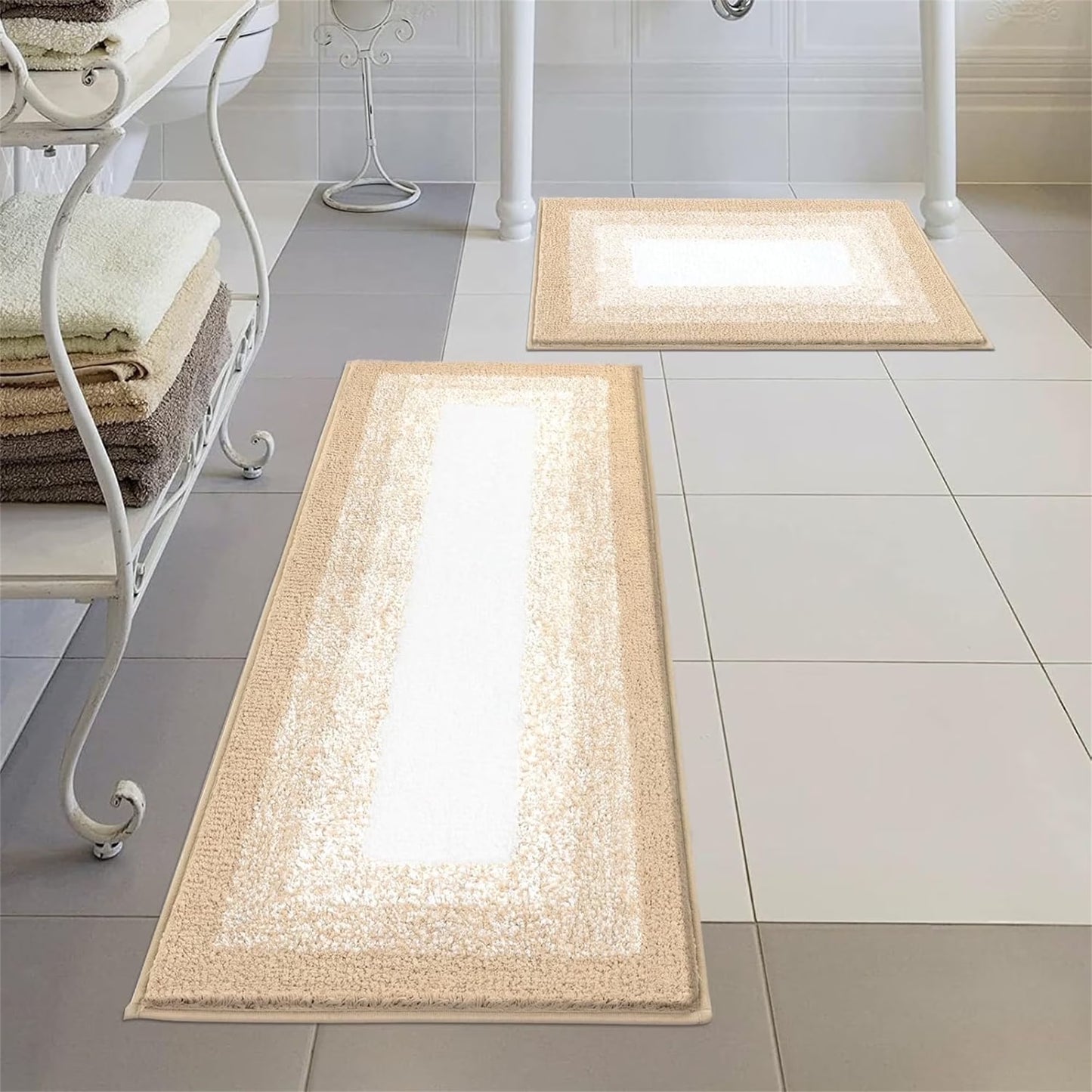 3 Piece Bath Rug Set Microfiber Washable Non Slip Bathroom Rug and Mat Set