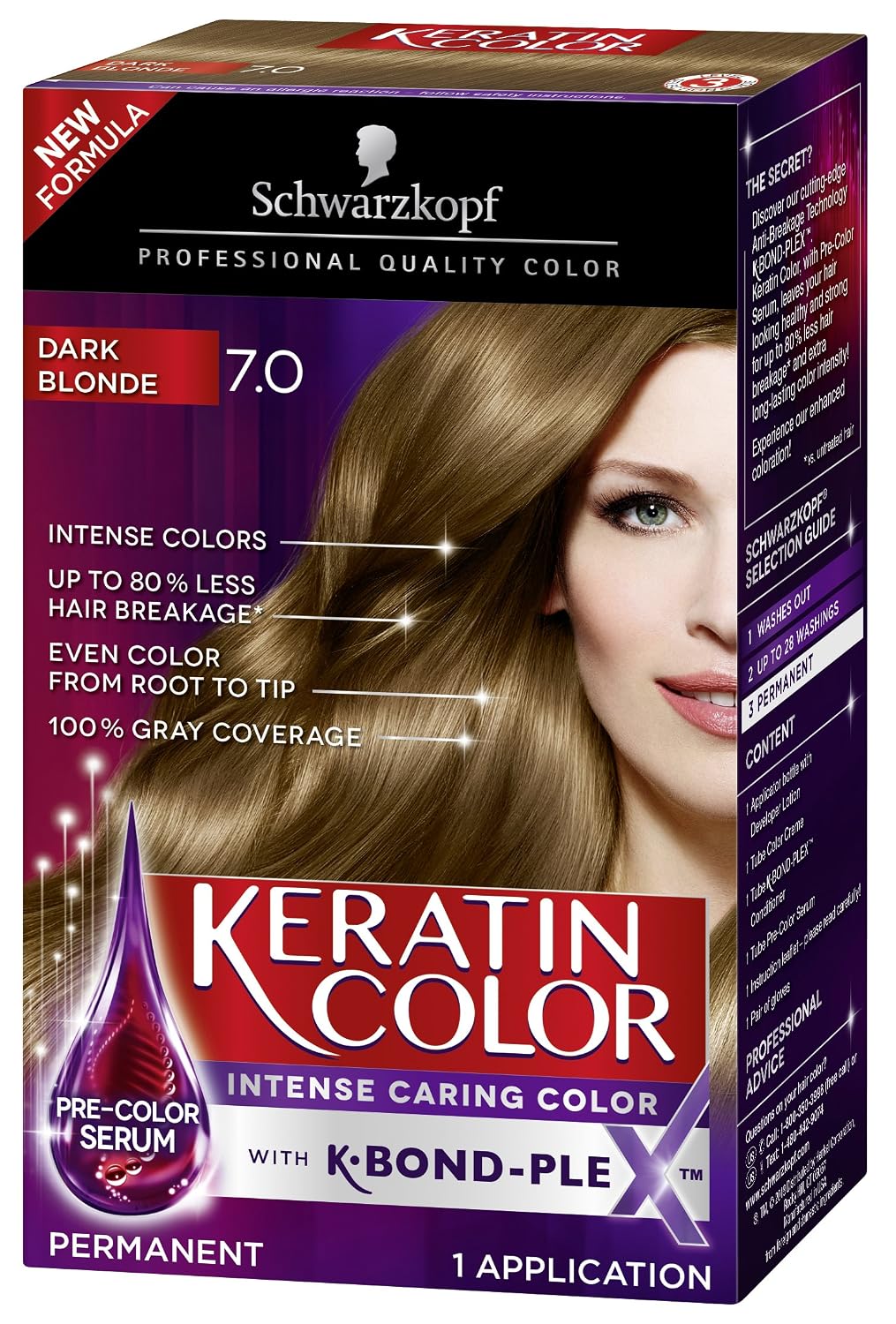 Keratin Color 7.55 Dark Golden Blonde Permanent 100% Gray Coverage