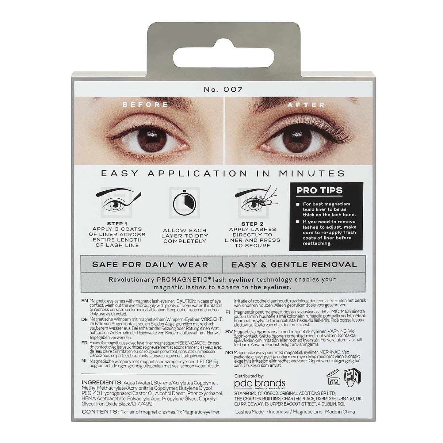 PROMAGNETIC Eyeliner & Lash Kit, No 007 Natural Fiber Eyelashes, Black