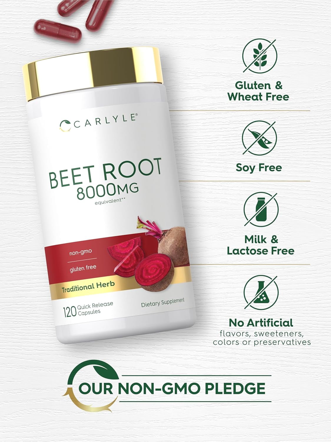Beet Root Capsules | 8000 Mg | 120 Count | Supplement for Men and Women | by