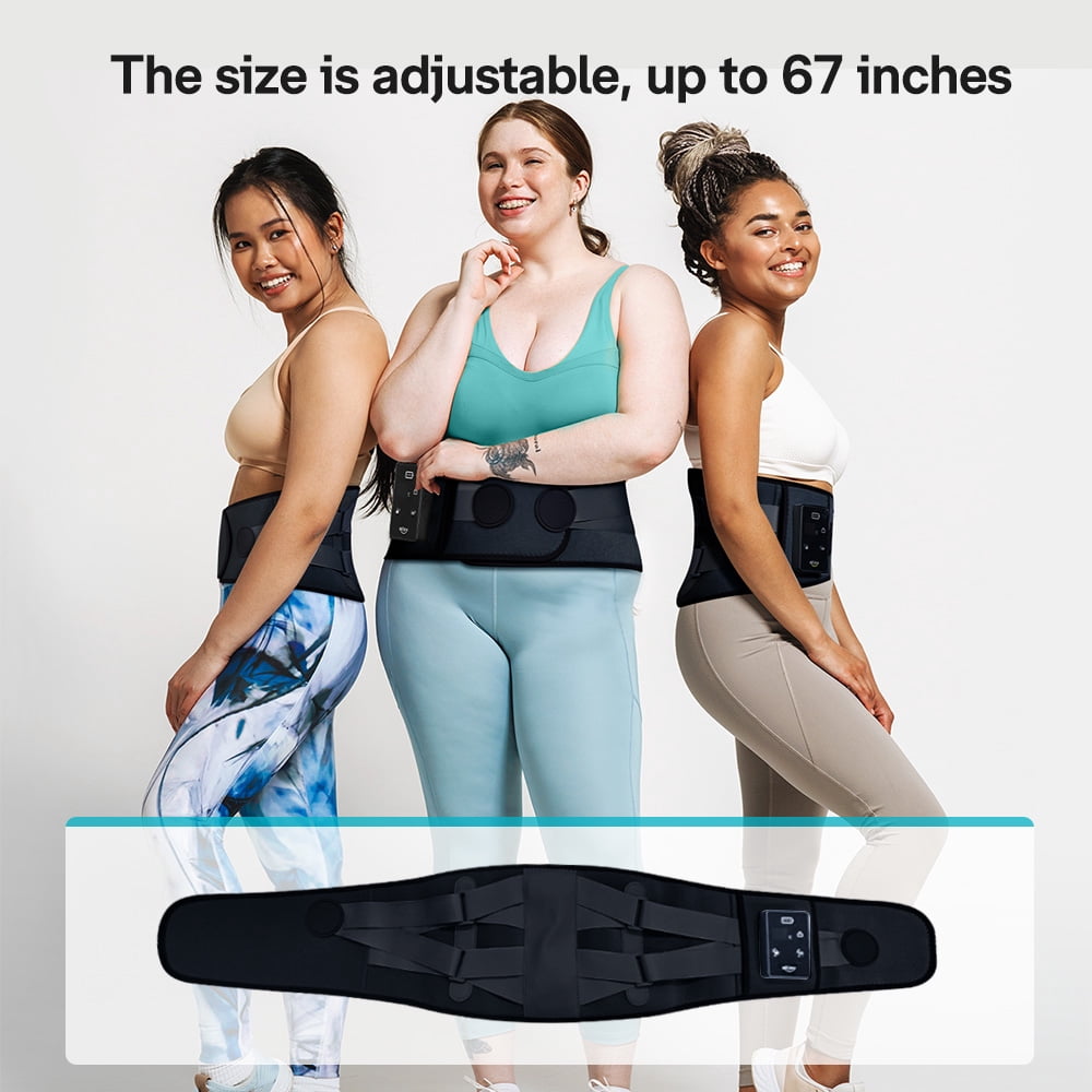 Cordless Heating Pad for Back Pain Relief, 67'' Lower Back Massager with Heat - Rechargeable Portable Heating Pad for Back Support, 3 Heating Levels & 5 Massage Modes, Gifts (Black)