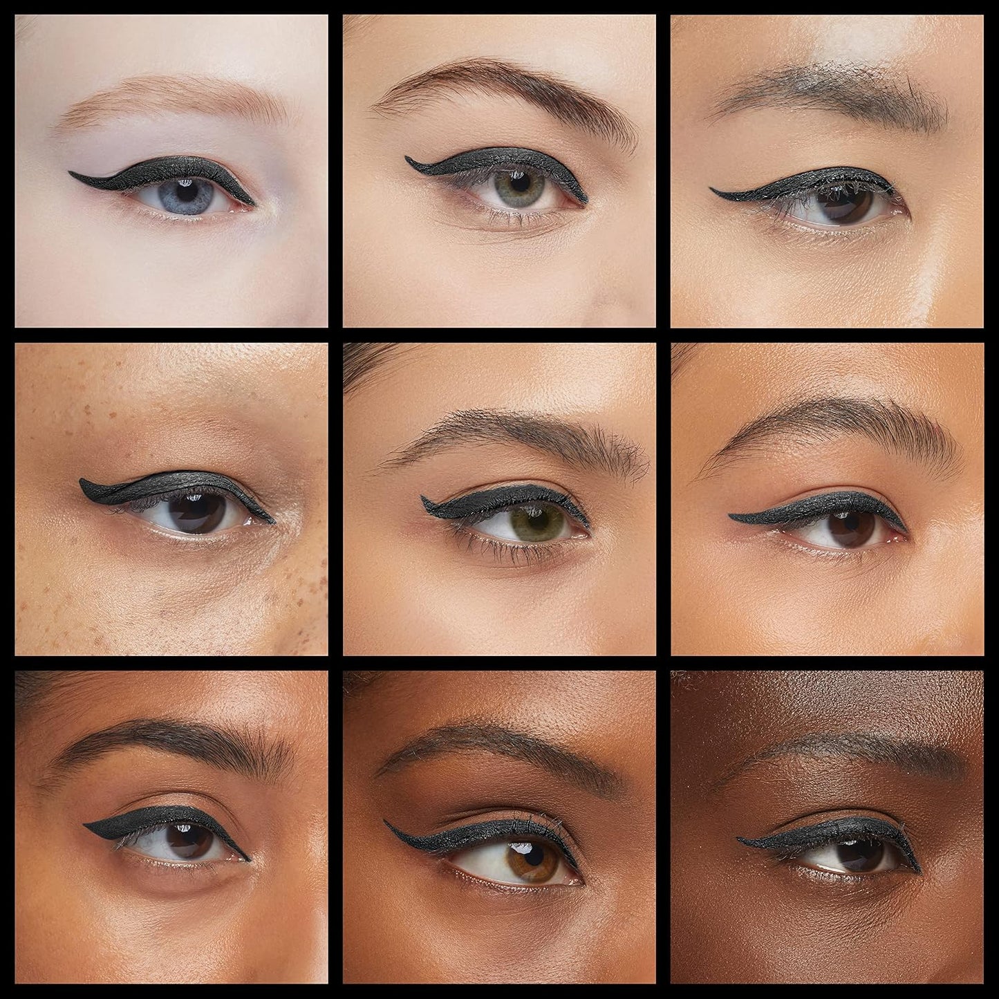 Double-Sided Liquid Stamp Eyeliner Pen, Face Stamps Makeup Extremely Black Waterproof Slim Gel Felt Tip High Black Pigment Liquid Eyeliner & Seal (Black)