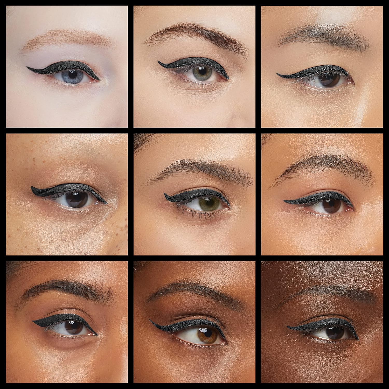 Double-Sided Liquid Stamp Eyeliner Pen, Face Stamps Makeup Extremely Black Waterproof Slim Gel Felt Tip High Black Pigment Liquid Eyeliner & Seal (Black)