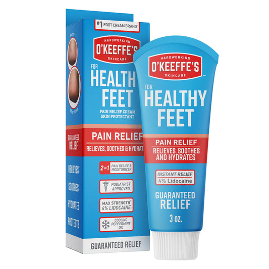 Healthy Feet Pain Relieving Foot Cream with Lidocaine, 3Oz Tube