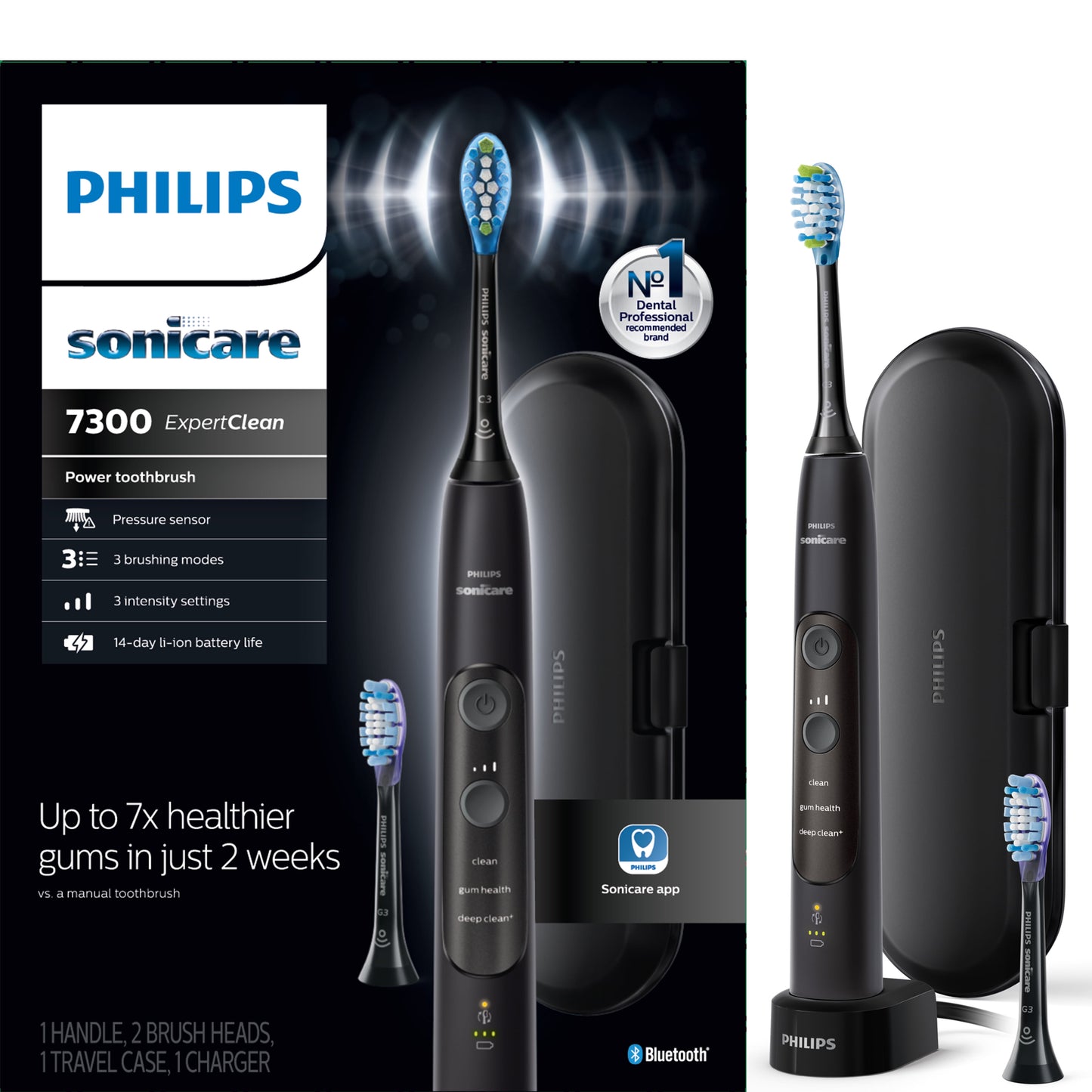 Philips  Expertclean 7300, Rechargeable Electric Toothbrush, Black HX9610/17