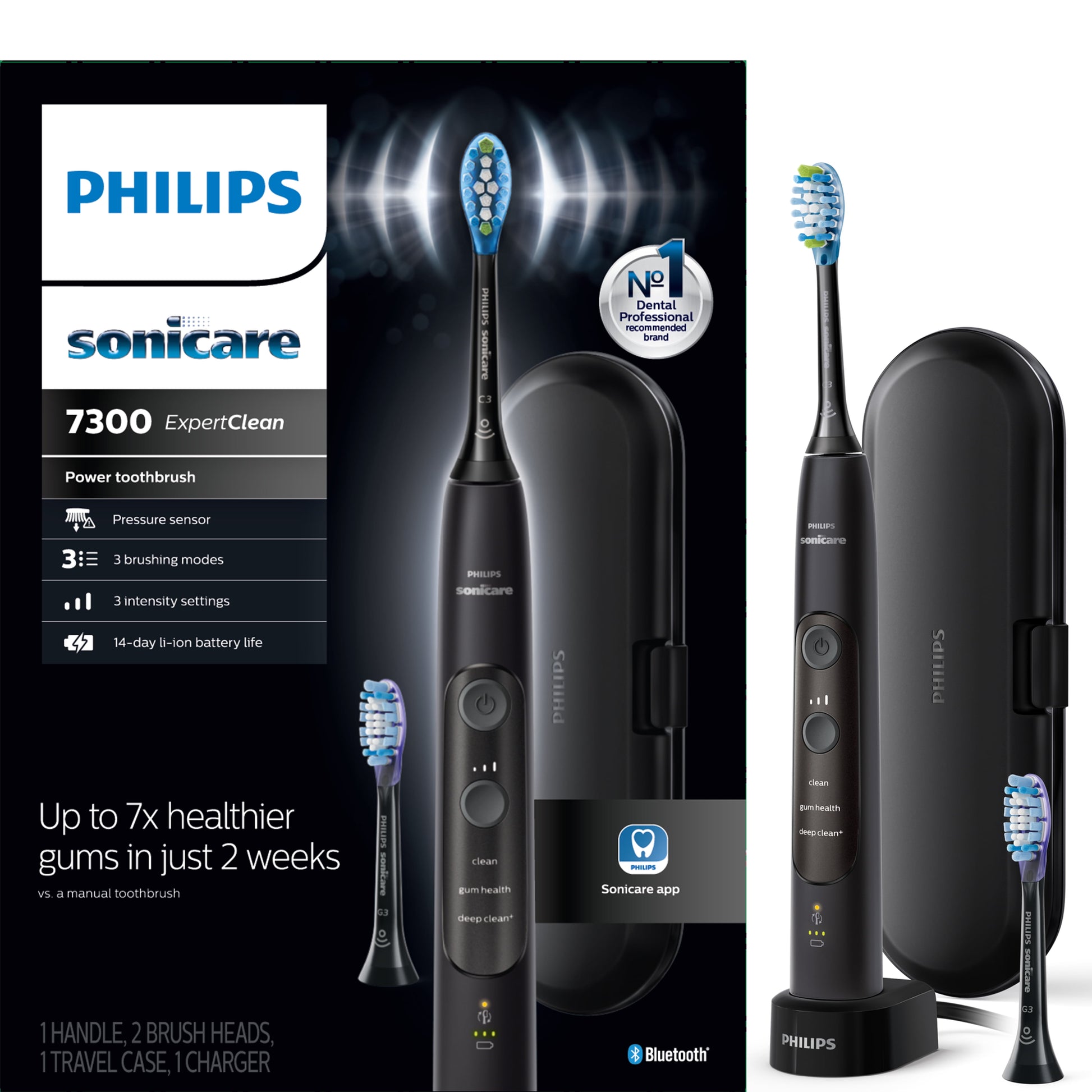 Philips  Expertclean 7300, Rechargeable Electric Toothbrush, Black HX9610/17