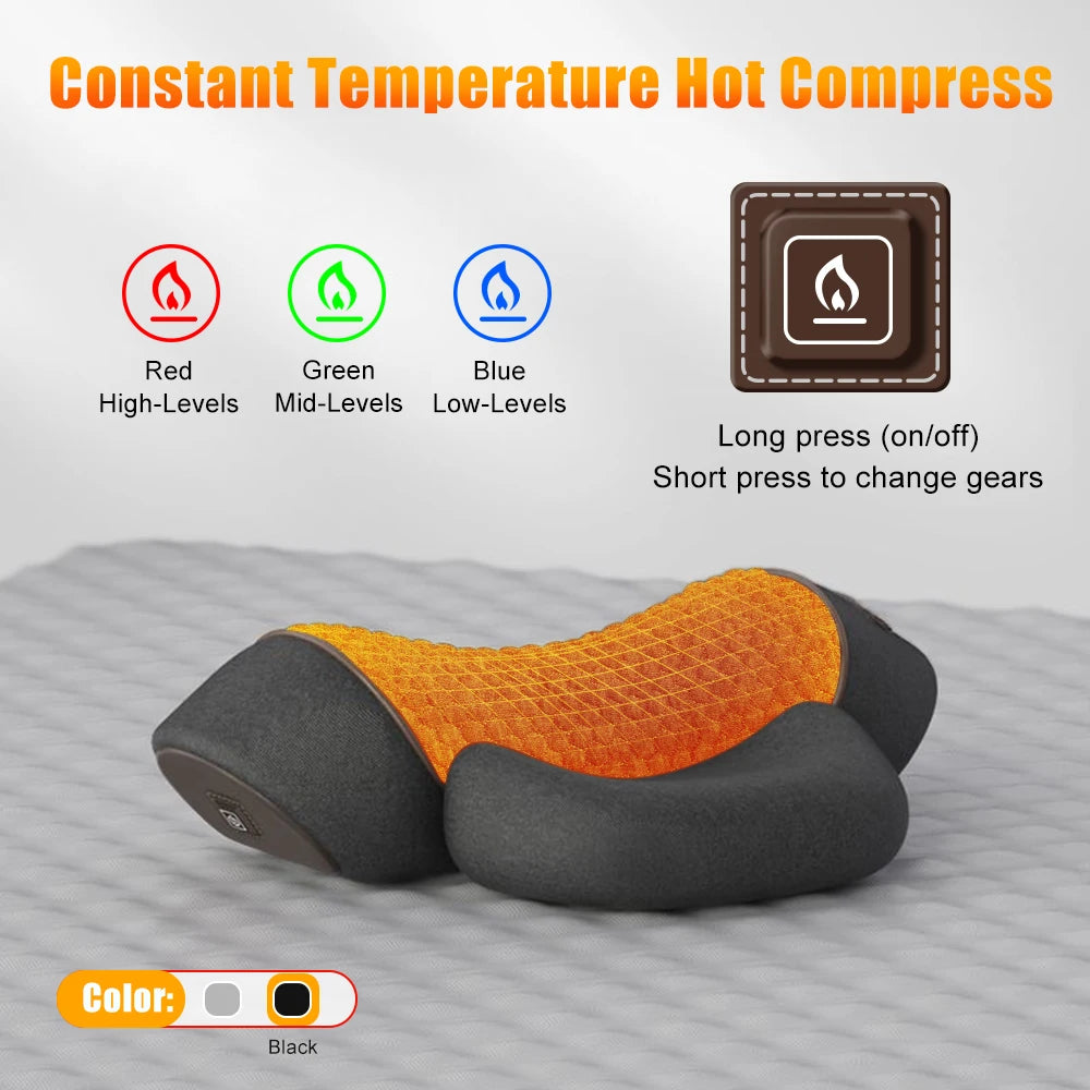 Electric Neck Massager Cervical Pillow Hot Compress Vibration Massage Neck Traction Relax Pillow Spine Support Massager Pillow