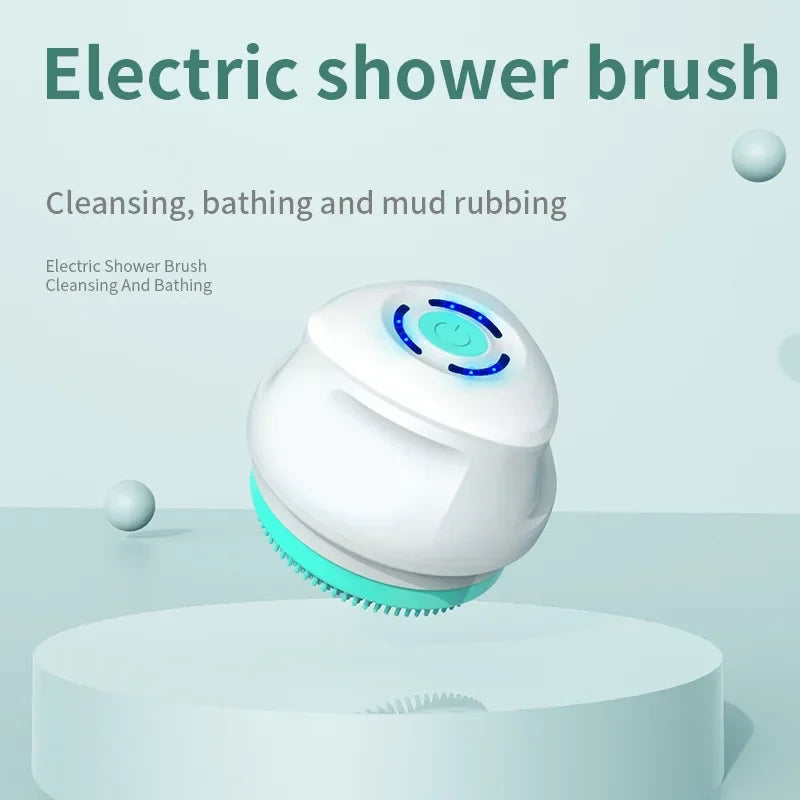 Auto Rotating Electric Waterproof Massage Shower Brush Multi-Function Silicone Massage Bath Brush with 5 Large Brush Heads