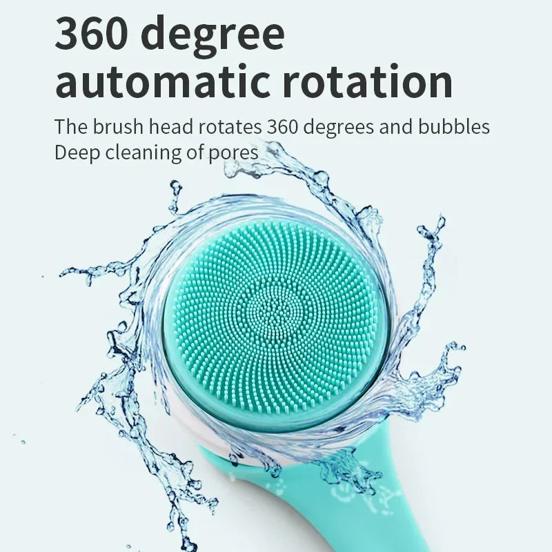 Auto Rotating Electric Waterproof Massage Shower Brush Multi-Function Silicone Massage Bath Brush with 5 Large Brush Heads