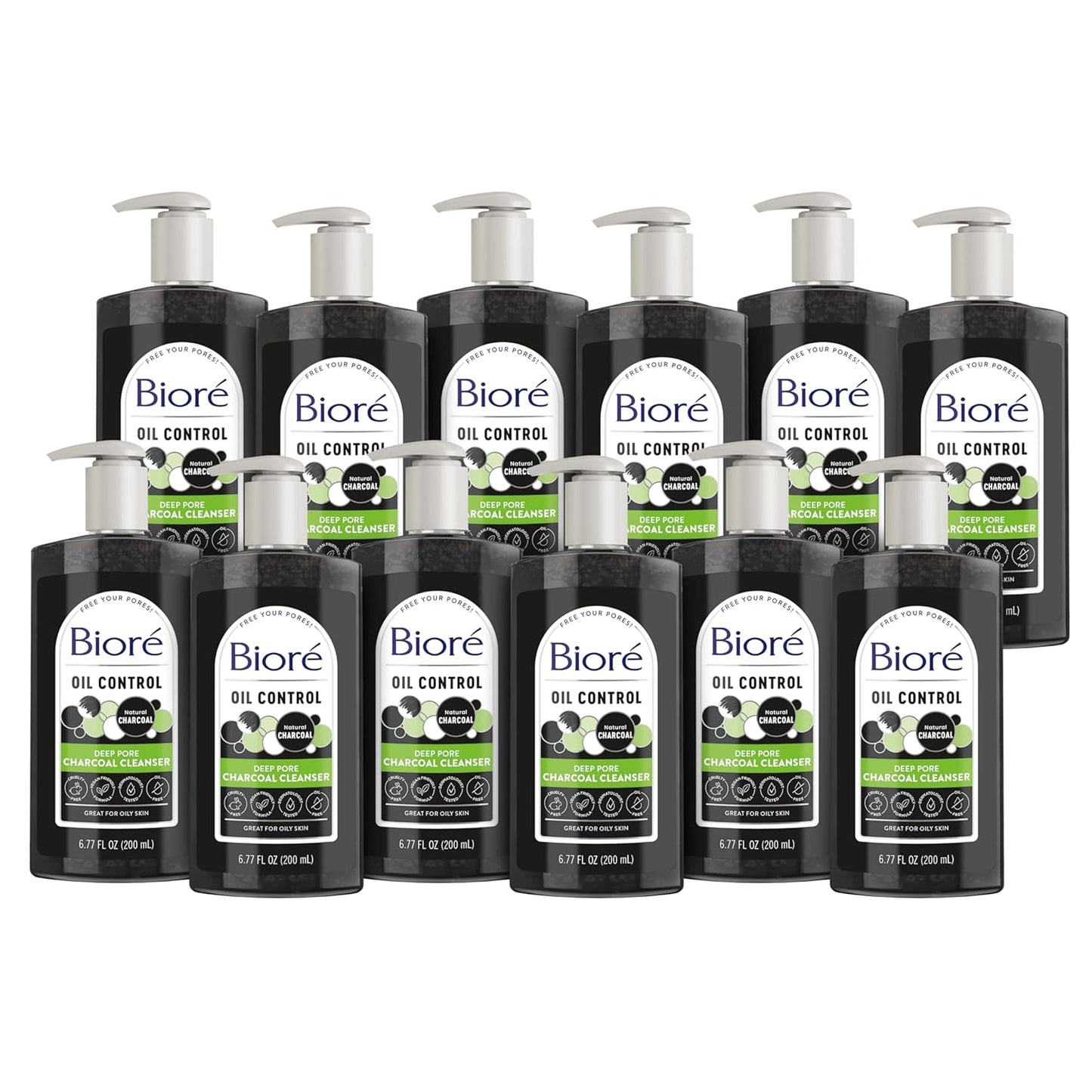 Biore Deep Pore Charcoal Face Wash for Oily Skin, 11.45 Fl Oz | Daily Facial Cleanser, Removes Dirt & Makeup, Charcoal Formula, Deep Pore Cleansing, Value Size