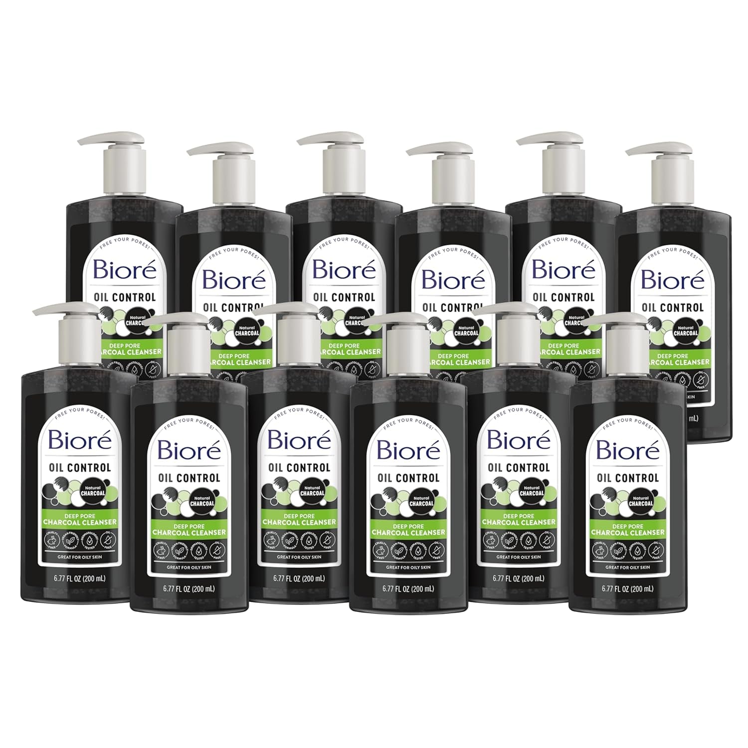 Biore Deep Pore Charcoal Face Wash for Oily Skin, 11.45 Fl Oz | Daily Facial Cleanser, Removes Dirt & Makeup, Charcoal Formula, Deep Pore Cleansing, Value Size