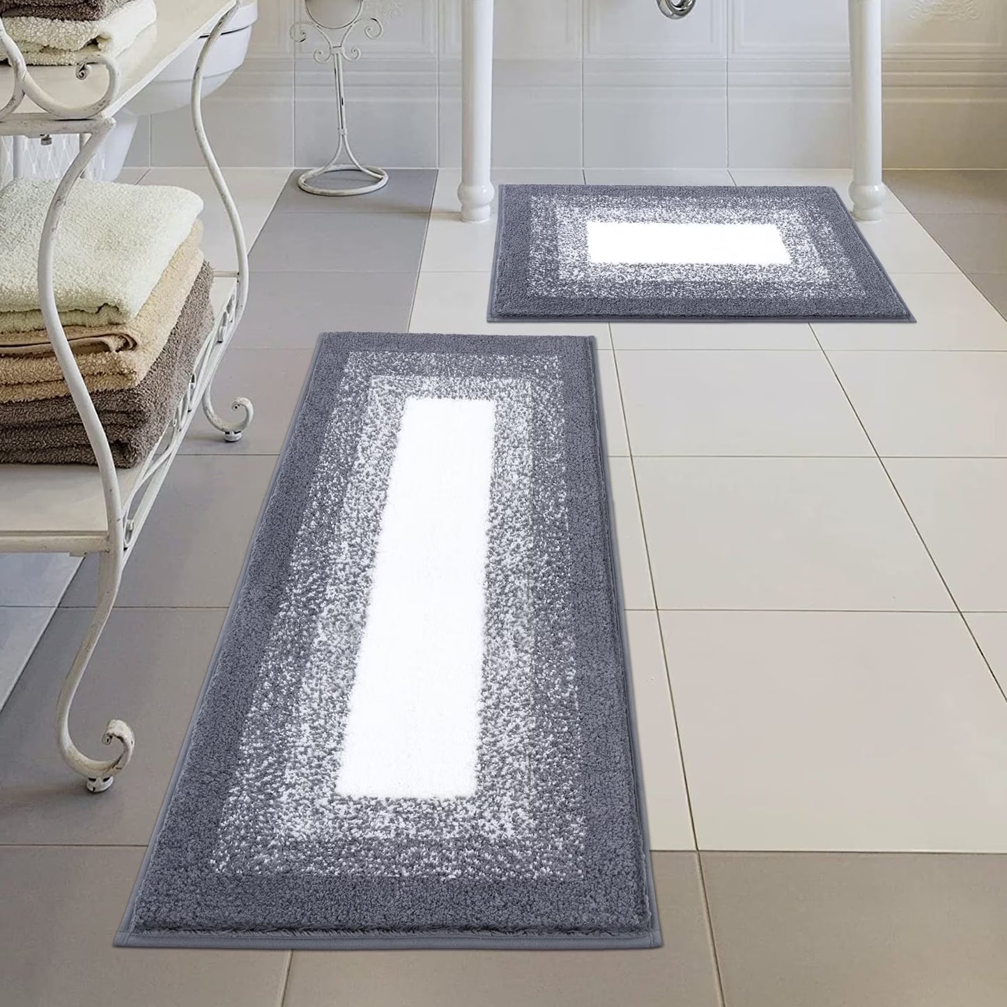 3 Piece Bath Rug Set Microfiber Washable Non Slip Bathroom Rug and Mat Set