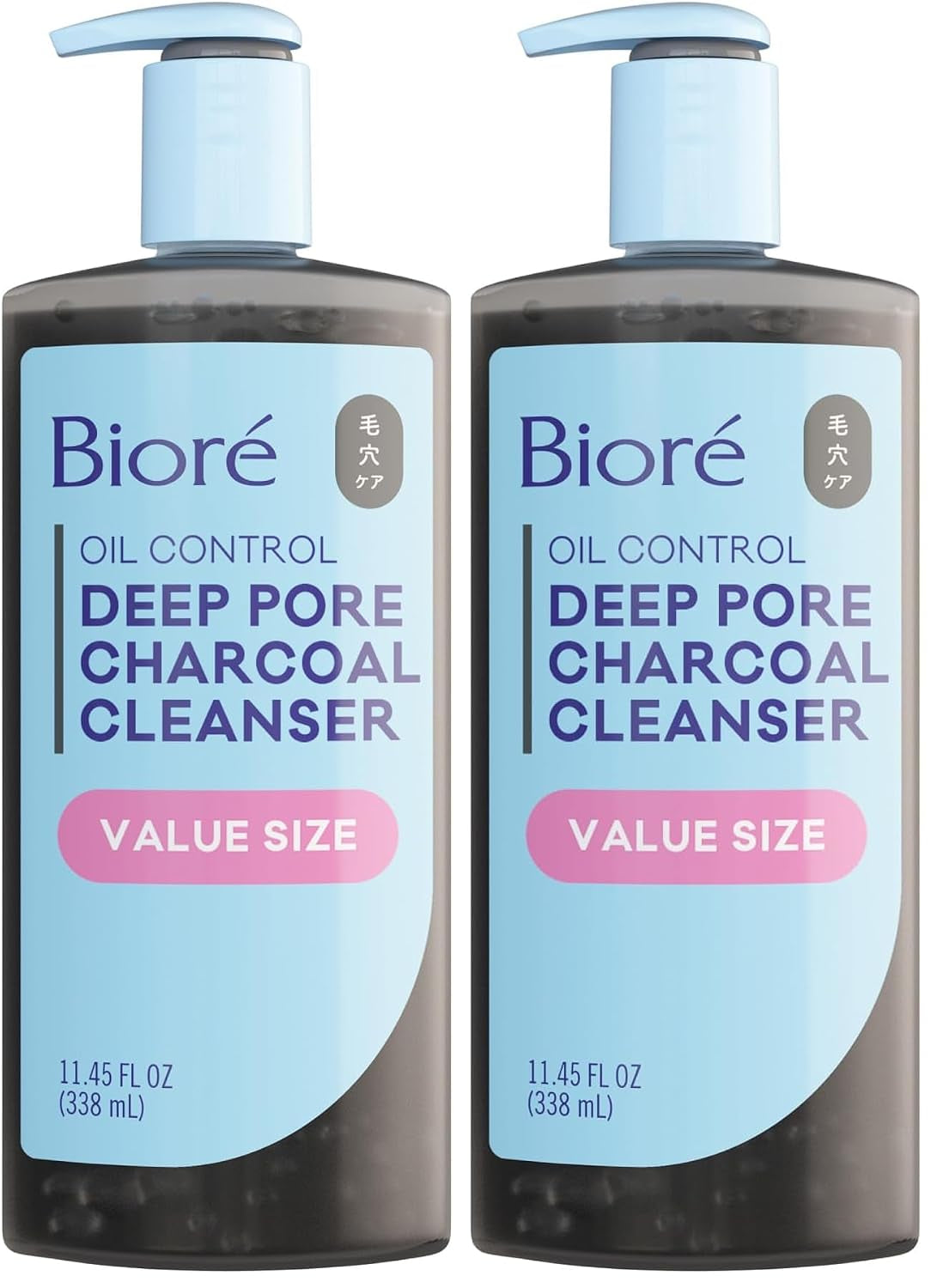 Biore Deep Pore Charcoal Face Wash for Oily Skin, 11.45 Fl Oz | Daily Facial Cleanser, Removes Dirt & Makeup, Charcoal Formula, Deep Pore Cleansing, Value Size