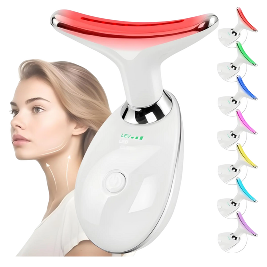 Revitalize Your Skin with the 7 Color LED Face and Neck Massager - Rechargeable Beauty Device for Lifting, Firming, and Lymphatic Drainage