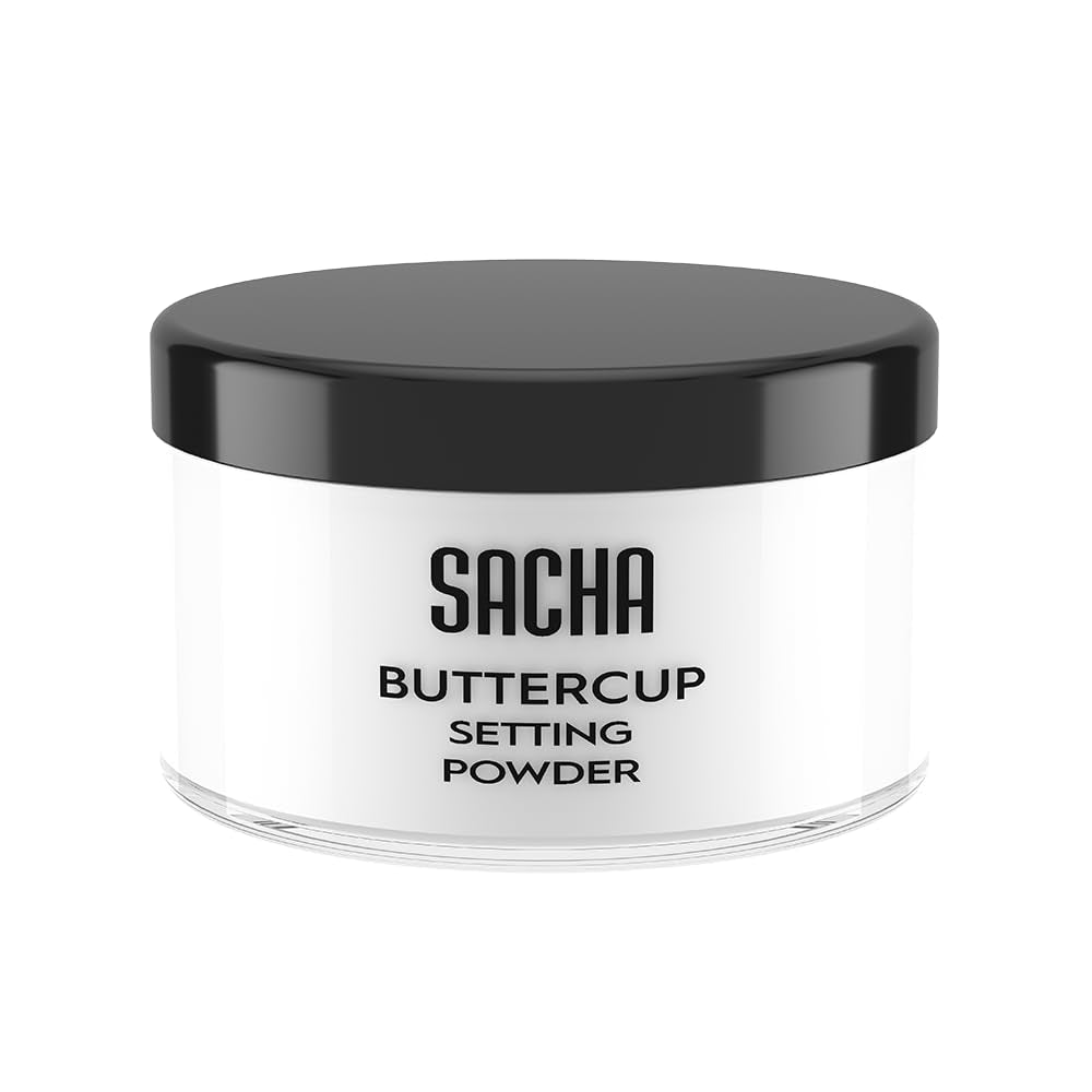 Sacha Buttercup Setting Powder – Medium to Deep Skin Tones Translucent Loose Face Powder, Flashback-Resistant, Oil Control, Long-Wear Matte Finish (1.75 Oz)