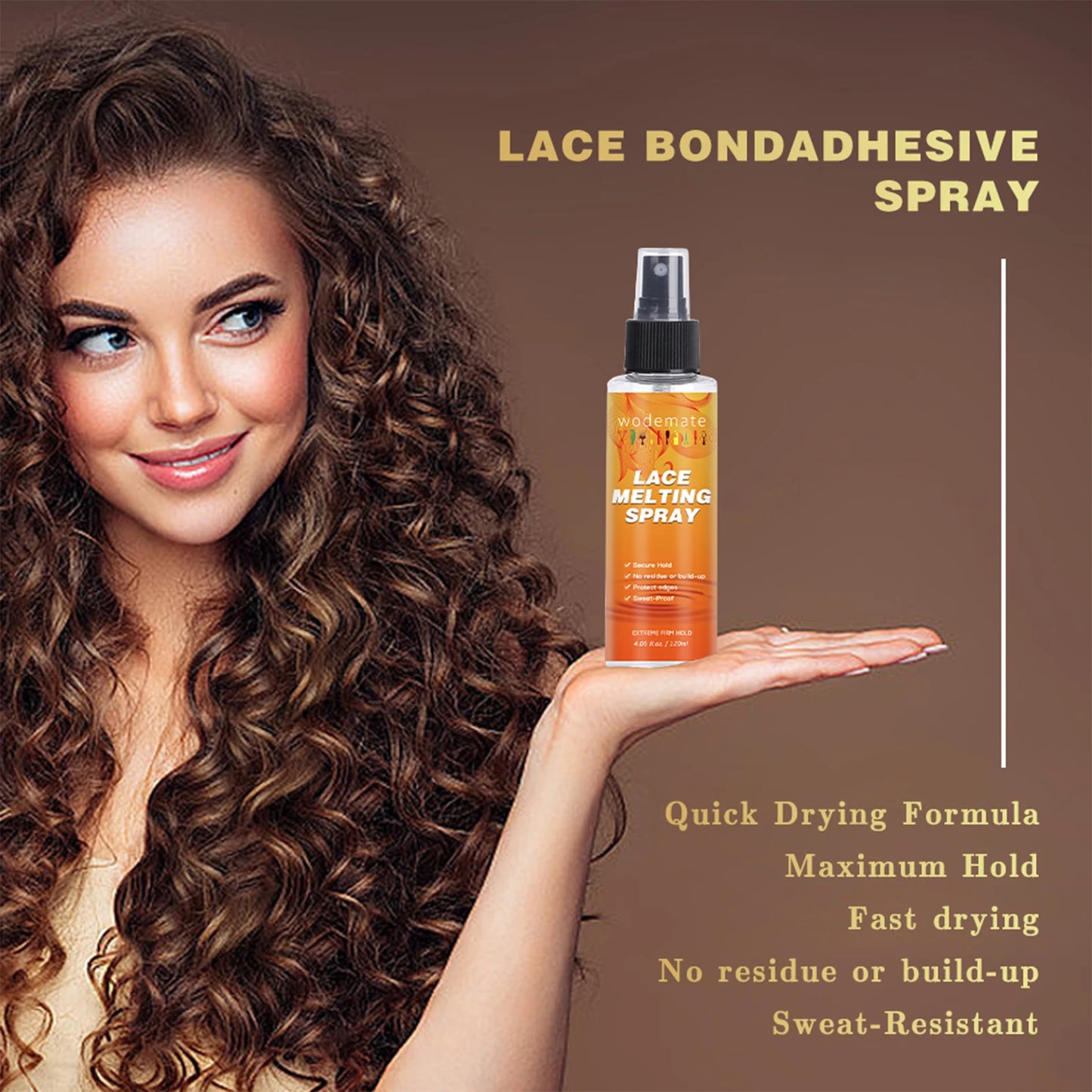 120Ml Lace Melting Spray Strong Hold Hair Glue Wig Styling Spray Invisible Lace Melting Spray Quick Drying Wig Accessory