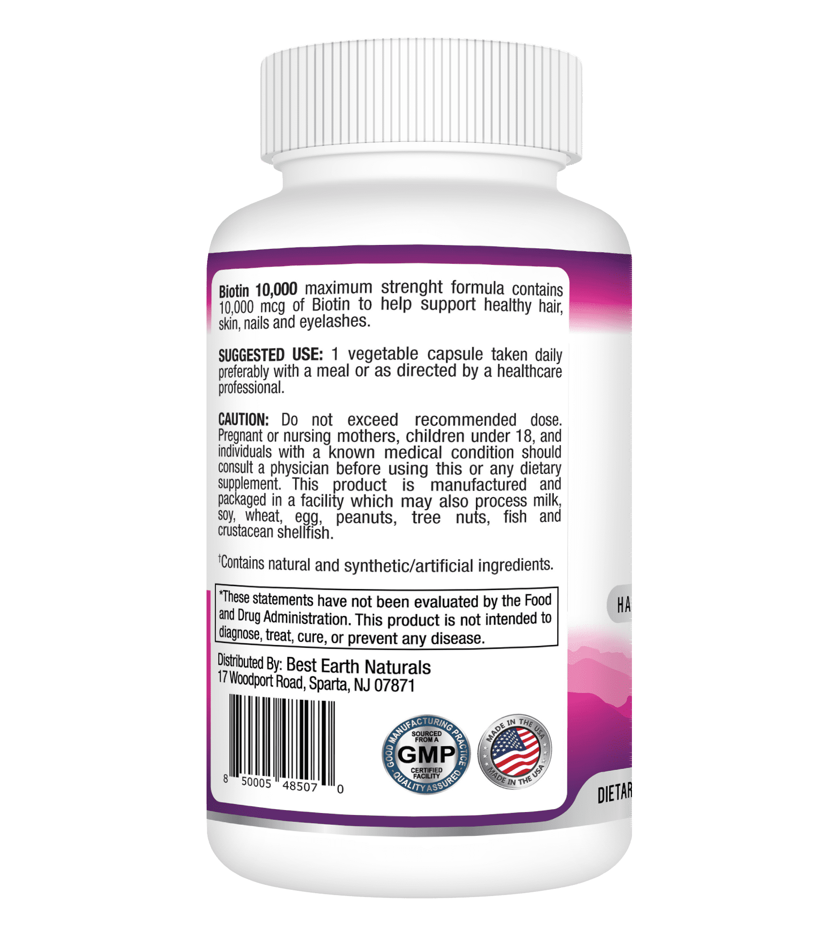 Biotin 10,000, Dietary Supplement, Hair, Skin, Nail and Lash Support, 30 Count