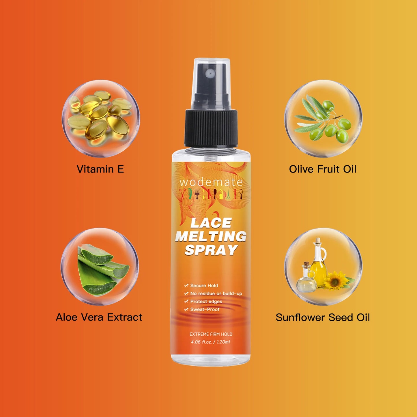 120Ml Lace Melting Spray Strong Hold Hair Glue Wig Styling Spray Invisible Lace Melting Spray Quick Drying Wig Accessory