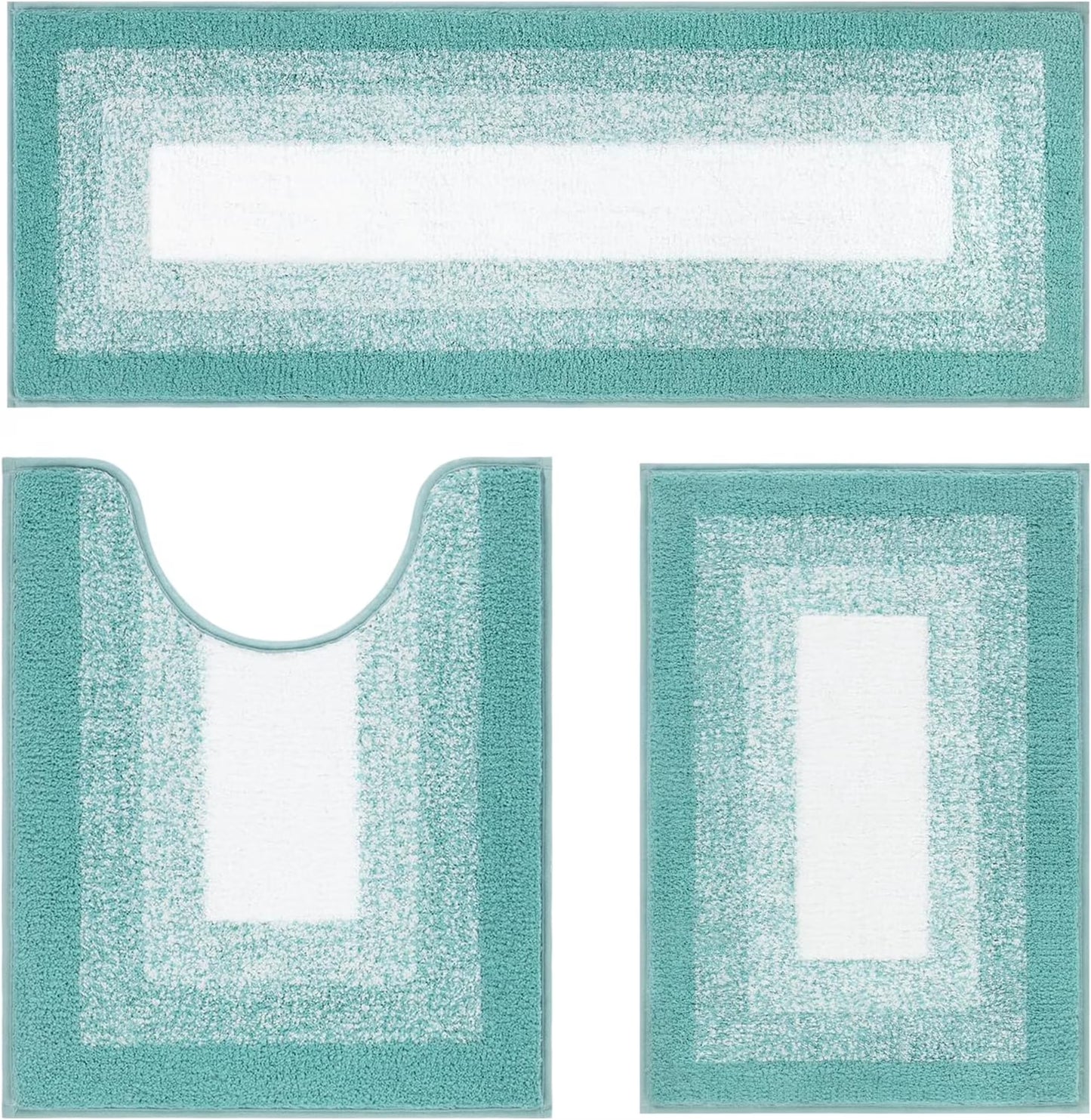 3 Piece Bath Rug Set Microfiber Washable Non Slip Bathroom Rug and Mat Set