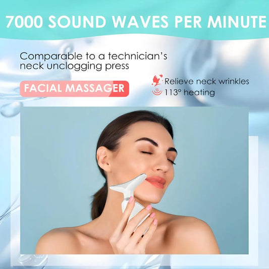 Revitalize Your Skin with the 7 Color LED Face and Neck Massager - Rechargeable Beauty Device for Lifting, Firming, and Lymphatic Drainage