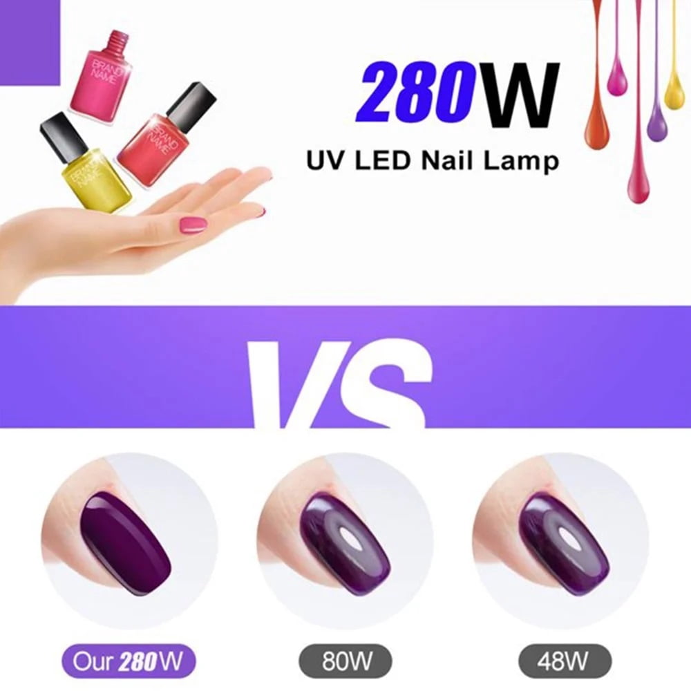 UV LED Nail Lamp,Uv Light for Gel Nail,280W Nail Curing Lamps for Home & Salon, Led Nail Dryer with Automatic Sensor,Lcd Display