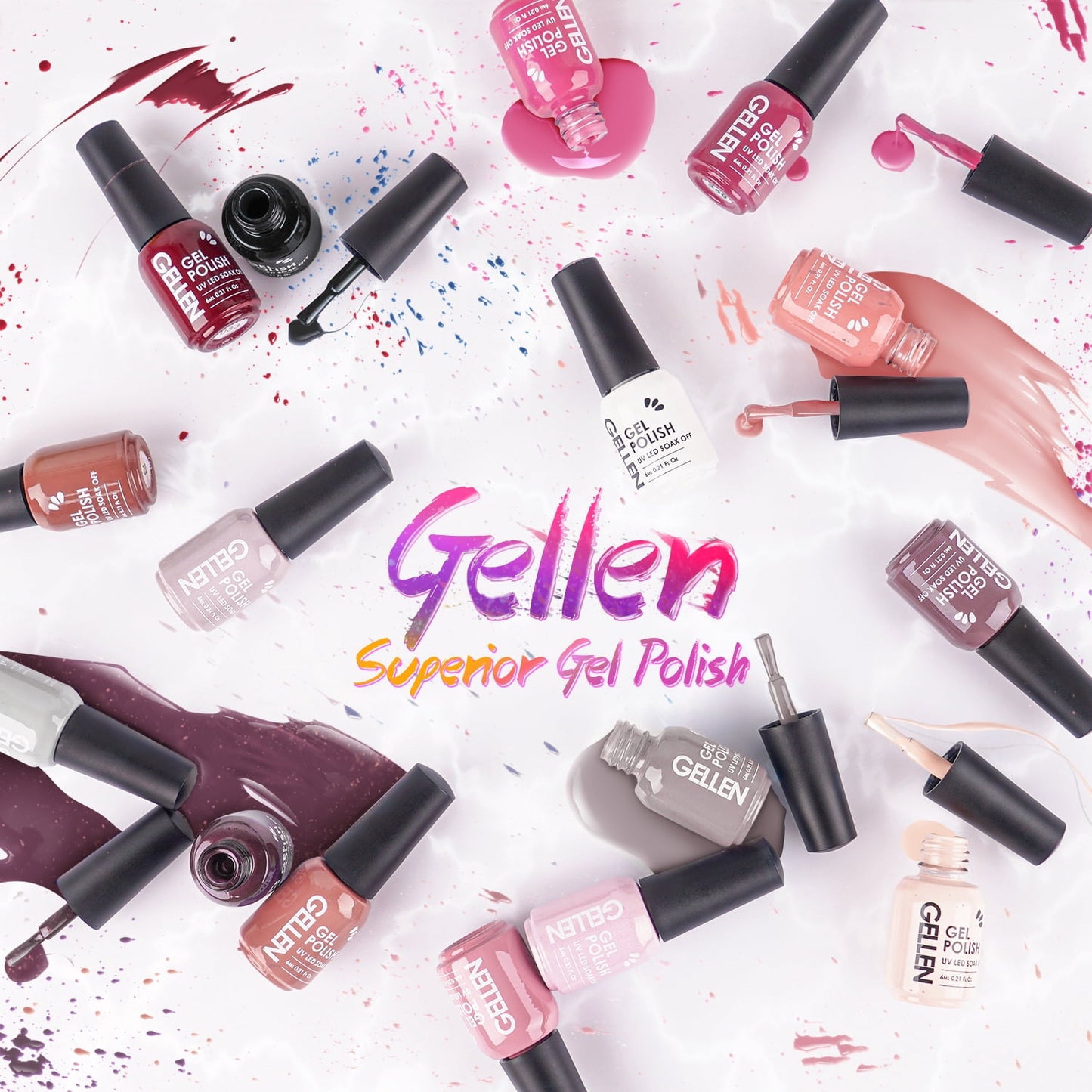 Gel Nail Polish Kit, 16 Colors Gel Polish Nudes Pink Red Brown Soak off Nail Gel Polish Set with Top and Base Coat, UV Nail Gel DIY Salon Nail Art Valentine Gift for Women